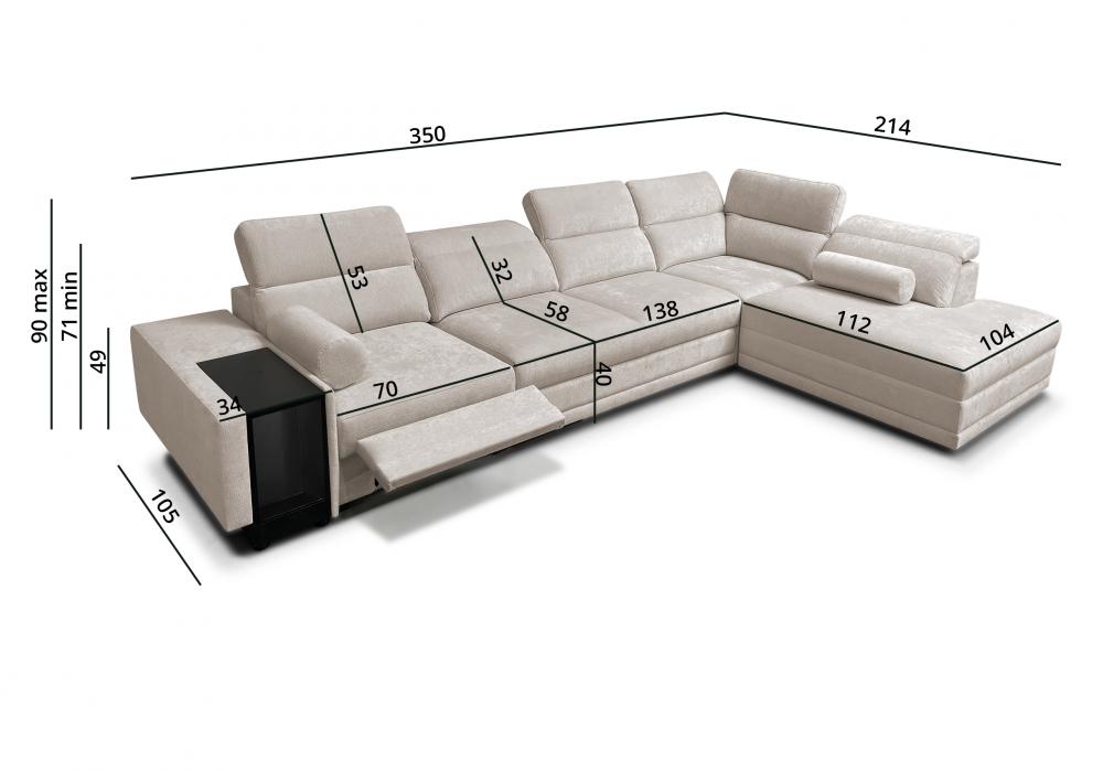 Ekskluzywna rogówka rozkładana z barkiem podnóżkiem i ładowarką telefonu ASTON 11 MIX 20