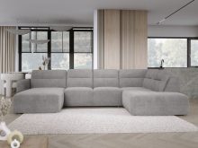 przytulny narożnik w kształcie podkowy rozkłądany elektrycznie do spania