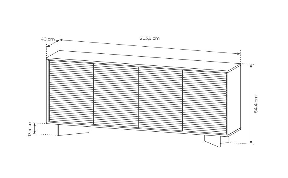 Fantastyczna komoda z czterema szafkami LED 204 cm SENSO 5