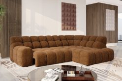 Profilowana kanapa narożna z elektrycznym wysuwem siedziska