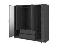 Grafitowa szafa garderobiana z fyflowanym szkłem TITAN 1