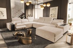 Kanapa U wielka z funkcją spania z podnóżkiem barkiem i ładowarką ASTON 8 MIX 3 Kanapa U wielka z funkcją spania z podnóżkiem barkiem i ładowarką ASTON 8 MIX 2