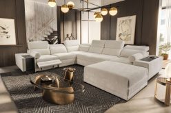 Kanapa U wielka z funkcją spania z podnóżkiem barkiem i ładowarką ASTON 8 MIX 4 Kanapa U wielka z funkcją spania z podnóżkiem barkiem i ładowarką ASTON 8 MIX 3