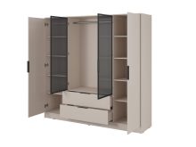 Kaszmirowa szafa do sypialni z ryflowanym szkłem TITAN 1