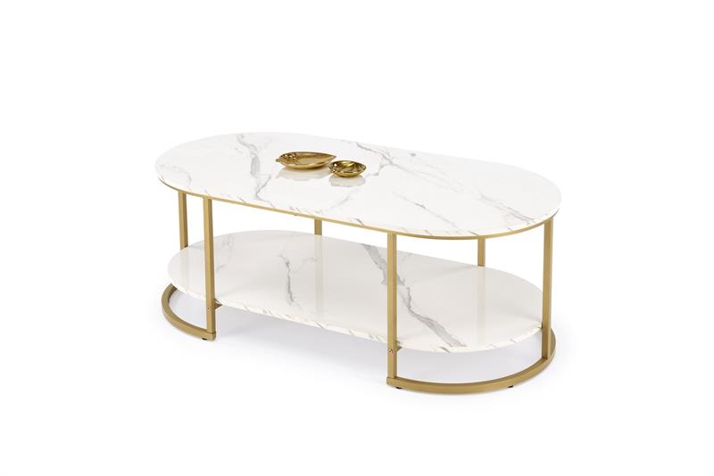 Ława biały marmur ze złotem KALUA 2 Piękna ława biały marmur ze złotem