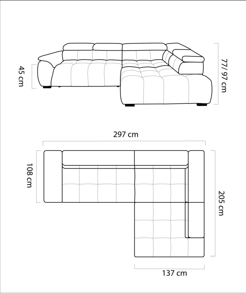 Lekki wizualnie narożnik z elektrycznym siedziskiem ALRIVO 2 5