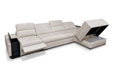 Luksusowa kanapa narożna do spania z barkiem ładowarką telefonu i podnóżkiem ASTON 12 MIX 17