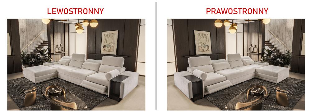 Luksusowa kanapa narożna do spania z barkiem ładowarką telefonu i podnóżkiem ASTON 12 MIX 28