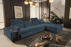 Luksusowa kanapa narożna do spania z barkiem ładowarką telefonu i podnóżkiem ASTON 12 MIX 16