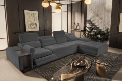 Luksusowa kanapa narożna do spania z barkiem ładowarką telefonu i podnóżkiem ASTON 12 MIX 14