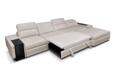 Luksusowa kanapa narożna do spania z barkiem ładowarką telefonu i podnóżkiem ASTON 12 MIX 18