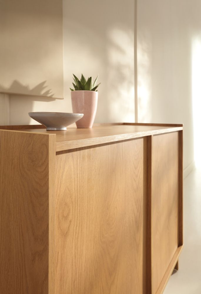 Mała komoda otwierane drzwi dąb karmelowy 98 cm CARAMELLO 5