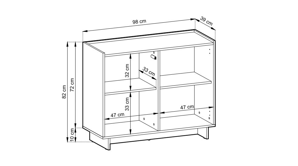 Mała komoda otwierane drzwi dąb karmelowy 98 cm CARAMELLO 6