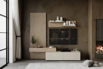 Meblościanka kaszmir z lamelami CAMINO 515 Mała meblościanka kaszmir z lamelami