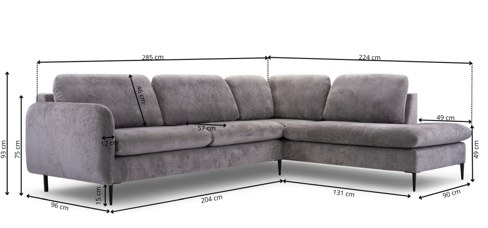 Narożnik loft do wypoczynku na wysokich nogach z dużymi poduchami HOVER 4