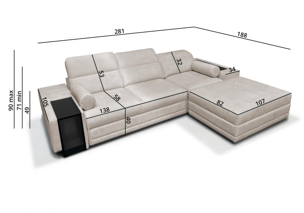 Narożnik premium z funkcją spania z ładowarką i barkiem ASTON 1 21 Narożnik premium z funkcją spania z ładowarką i barkiem ASTON 1 20