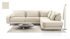 Sofa rogowa z dużą ilością poduszek