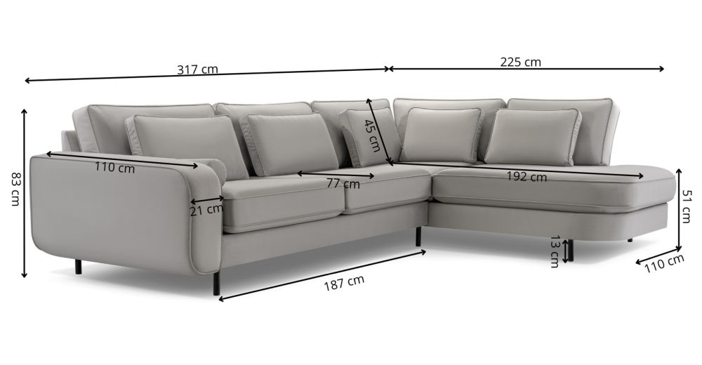 Narożnik z dużą ilością poduszek FIDEL 7