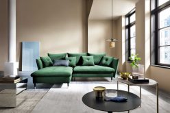 Mały narożnik z funkcją spania do salonu w stylu glamour