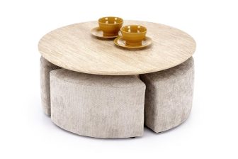 Okrągła ława z chowanymi pufami NUGAT 72 Okrągła ława z pufami