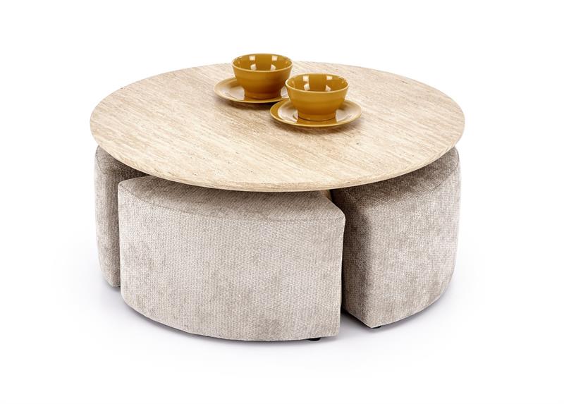 Okrągła ława z chowanymi pufami NUGAT 3 Okrągła ława z pufami