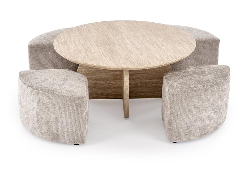 Okrągła ława z chowanymi pufami NUGAT 2 ława z pufami