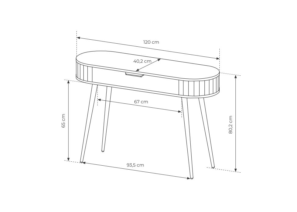 Owalna toaletka z szufladą FLOW 6
