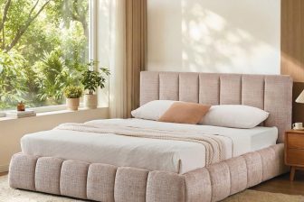 Piękne beżowe łóżko tapicerowane DAISY 160x200 444 Przepiękne beżowe łóżko tapicerowane do sypialni dla dwóch osób