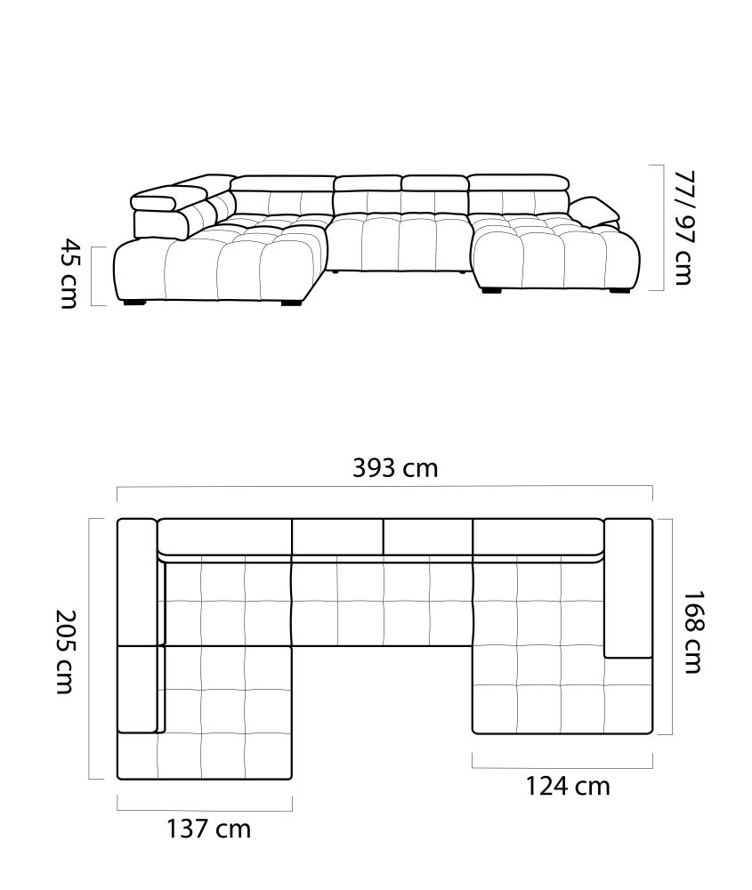 Pięknie wyprofilowany narożnik U elektryczne sterowanie ALRIVO 3 5