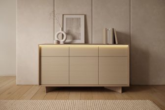 Przepiękna komoda cappuccino z oświetleniem LED