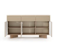 Przepiękna komoda cappuccino LED z szafkami i szufladami 154 cm SENSO 3