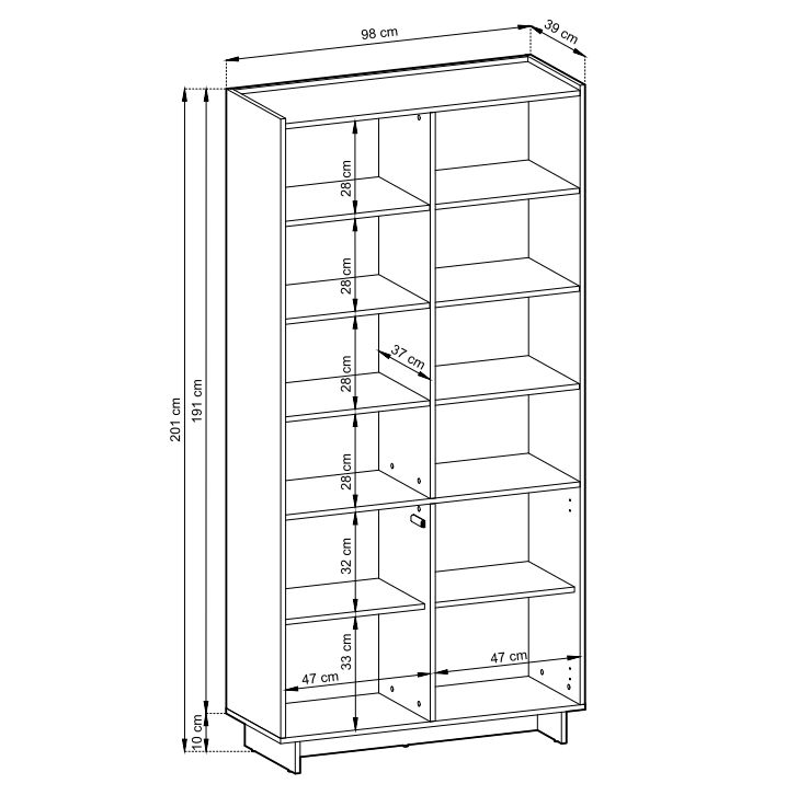 Regał podwójny z drzwiami dąb karmelowy CARAMELLO 5
