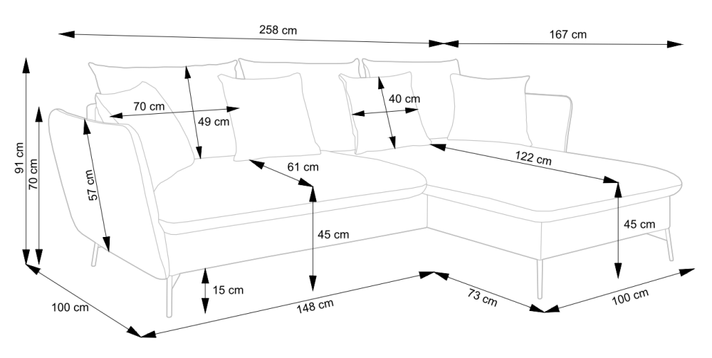Rogówka sztruks z funkcją spania z miękkimi poduchami WONDER 8