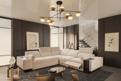 Rozkładana symetryczna kanapa narożna z barkiem podnóżkiem i indukcją ASTON 3 MIX 21