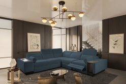 Rozkładana symetryczna kanapa narożna z barkiem podnóżkiem i indukcją ASTON 3 MIX 20