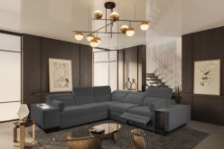 Rozkładana symetryczna kanapa narożna z barkiem podnóżkiem i indukcją ASTON 3 MIX 18