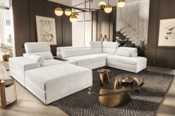 Rozkładana kanapa U do salonu w dużym domu z barkiem z ładowarką ASTON 5 18