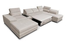 Rozkładana kanapa U do salonu w dużym domu z barkiem z ładowarką ASTON 5 25