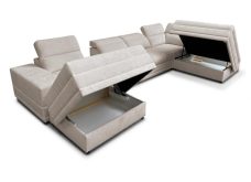 Rozkładana kanapa U do salonu w dużym domu z barkiem z ładowarką ASTON 5 24