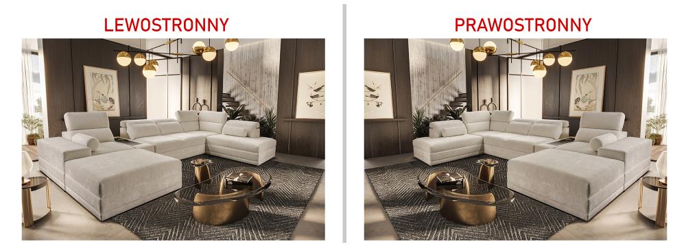 Rozkładana kanapa U do salonu w dużym domu z barkiem z ładowarką ASTON 5 35