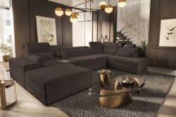 Rozkładana kanapa U do salonu w dużym domu z barkiem z ładowarką ASTON 5 23