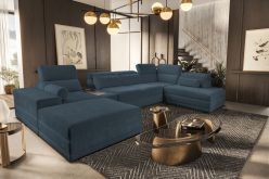 Rozkładana kanapa U do salonu w dużym domu z barkiem z ładowarką ASTON 5 21