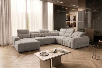 Nowoczesna rozkładana sofa U kształtna z kompaktową ładowarką USB