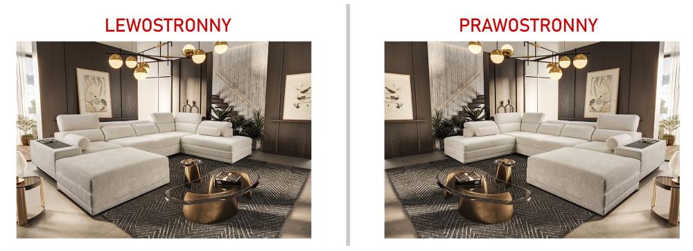 Sofa rogowa z funkcją spania z indukcją i barkiem ASTON 7 35