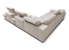 Rozkładany narożnik do wielkiego salonu w domu z ukrytym barkiem i ładowarką ASTON 16 17