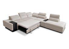 Rozkładany narożnik do wielkiego salonu w domu z ukrytym barkiem i ładowarką ASTON 16 16