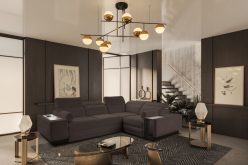 Rozkładany narożnik z ładowarką indukcyjną i barkiem ASTON 2 23