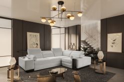 Rozkładany narożnik z ładowarką indukcyjną i barkiem ASTON 2 22