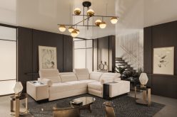 Rozkładany narożnik z ładowarką indukcyjną i barkiem ASTON 2 19