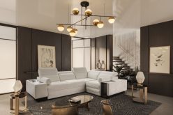 Rozkładany narożnik z ładowarką indukcyjną i barkiem ASTON 2 18